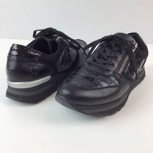 Rieker Black Leather Lace Up & Zip Sneakers | 39 (9)